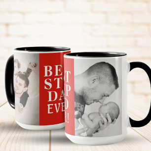 Mug Best Stepdad Ever 2 photo Collage rouge