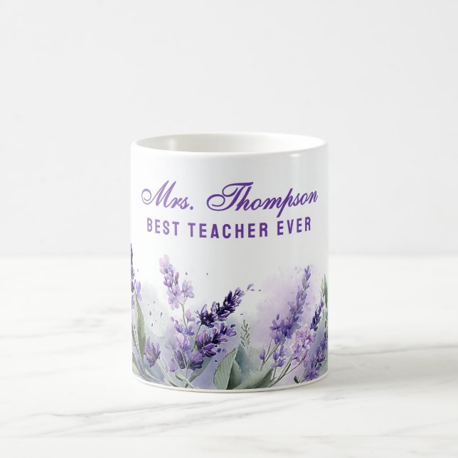Mug Best Teacher Appreciation Lavender Spring Floral (Centre)