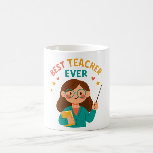 Mug Best Teacher Ever – Cute Cartoon Appreciation (Centre)