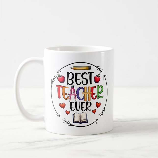 Mug Best Teacher Ever Sticker – Fun Appreciation (Gauche)