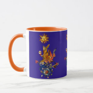MUG BESTIAIRE MÉDIÉVAL ÉTRANGE,ALCHIMISTE,DRAGON ROUGE
