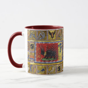 Mug BESTIAIRE MÉDIÉVAL, ROI HÉRISSON NOIR et ANIMAUX