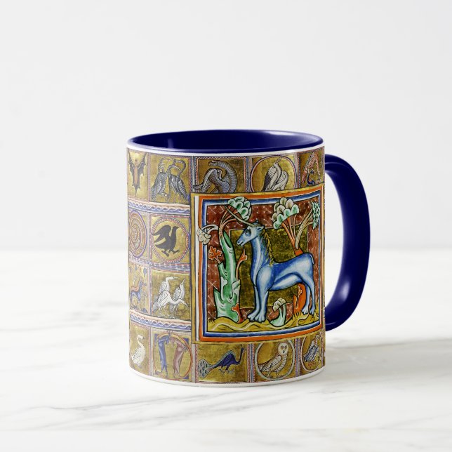 MUG BESTIAIRE MÉDIÉVAL, UNICORNE, ANIMAUX FANTASTIQUES (Devant droit)