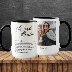 Mug Bestie de travail amusant Définition Photo et nom 