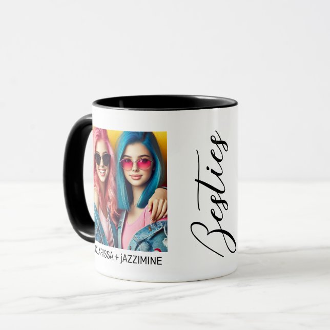 Mug Bestie moderne noir Script 2 photo (Devant gauche)