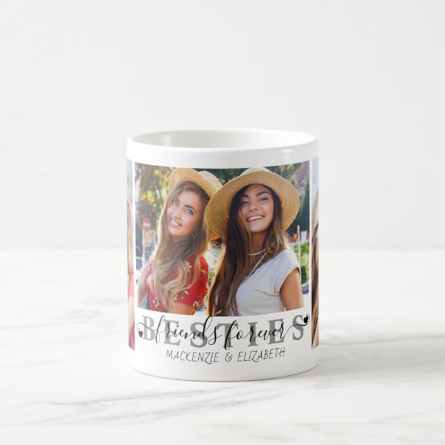 Mug BESTIES Amis Forever Script 3 Photo Personnaliser (Centre)