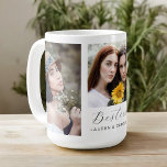 Mug Besties Amitié 3 Modèles photo<br><div class="desc">Un cadeau bien pensé pour votre meilleur ami, ce modèle de tasse 3 photos a un modèle photo avec 2 photos verticales et 1 photo carré au centre. Le modèle de texte affiche "Besties" dans la typographie de script moderne et les noms à personnaliser avec vos noms. Cette tasse fait...</div>