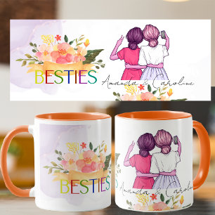 Mug Besties BFF jolie illustration Floral Best Friends