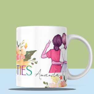 Mug Besties BFF jolie illustration Floral Best Friends