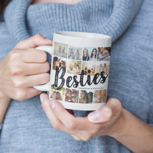 Mug BESTIES, Collage de photos & Noms BFF
