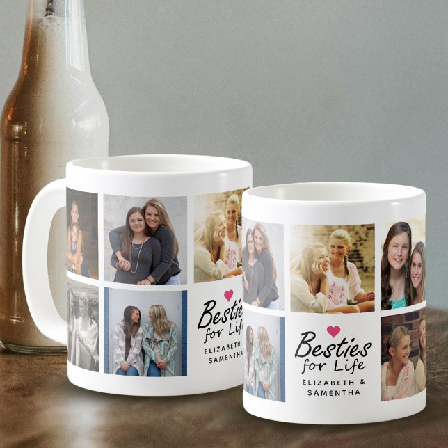Mug Besties For Life Script Best Friends Photo Collage (Créateur téléchargé)