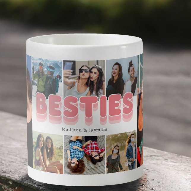 Mug Besties Meilleur ami Collage photo (Our mugs are like your best friend – always there to hold your secrets.)