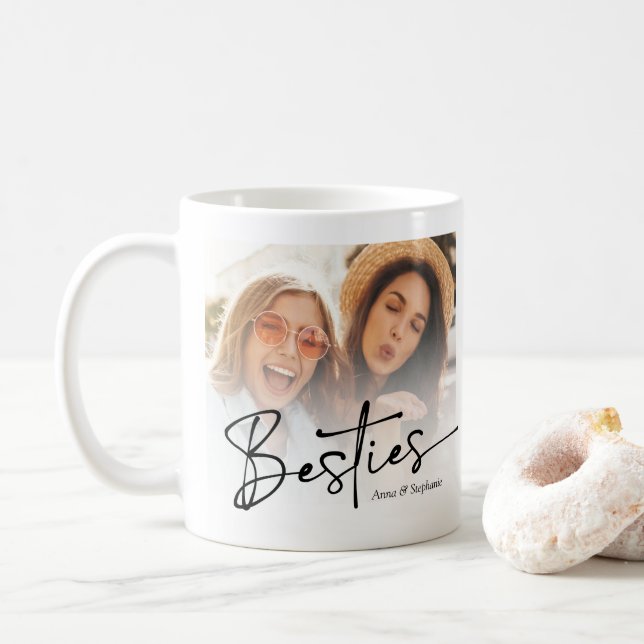 Mug BESTIES Photo Collage BFF Cadeaux Moderne tendance (Avec donut)