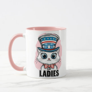 Mug Bestseller dame de chat Kamala portant l'oncle Sam