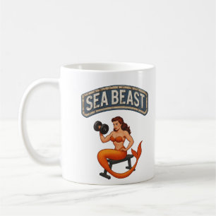 Mug Bête marine Gym Sirène   Rétro Pin-Up d'haltérophi