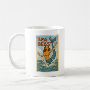 Mug Bête marine Mermaid rétro   Vie de plage côtière d