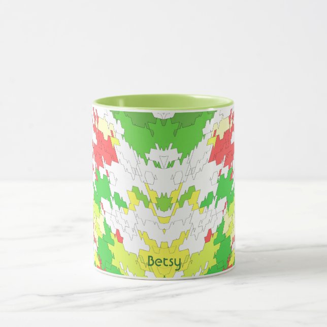 Mug BETSY ~ Blanc Vert Rouge Jaune NOËL (Centre)
