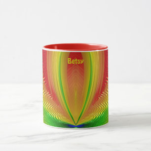 Mug BETSY ~ GLOSSY 3D Green Red Yellow CHRISTMAS