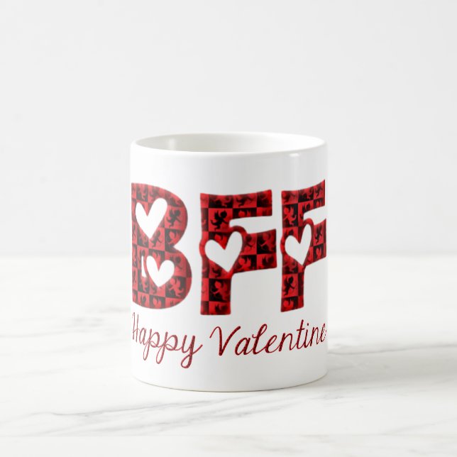 Mug BFF Happy Valentine Cute Cupid Typographie (Centre)