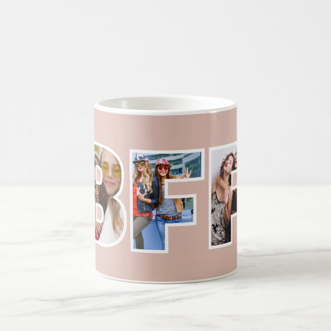 Mug BFF Photo Collage Chic Tendance Poids Rose Besties (Centre)