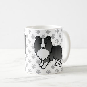 Mug Bi-Black Shetland Sheepdog Sheltie Cartoon Chien