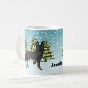 Mug Bi-Noir Allemand Berger Forêt d'hiver avec nom