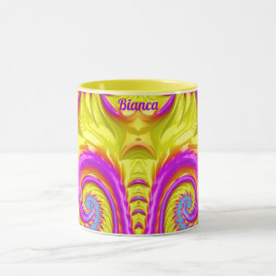 Mug BIANCA ~ Zany 3D ~ Violet Rose Bleu Jaune