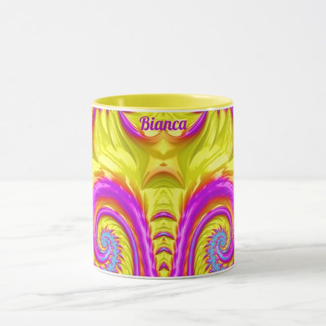 Mug BIANCA ~ Zany 3D ~ Violet Rose Bleu Jaune  (Centre)