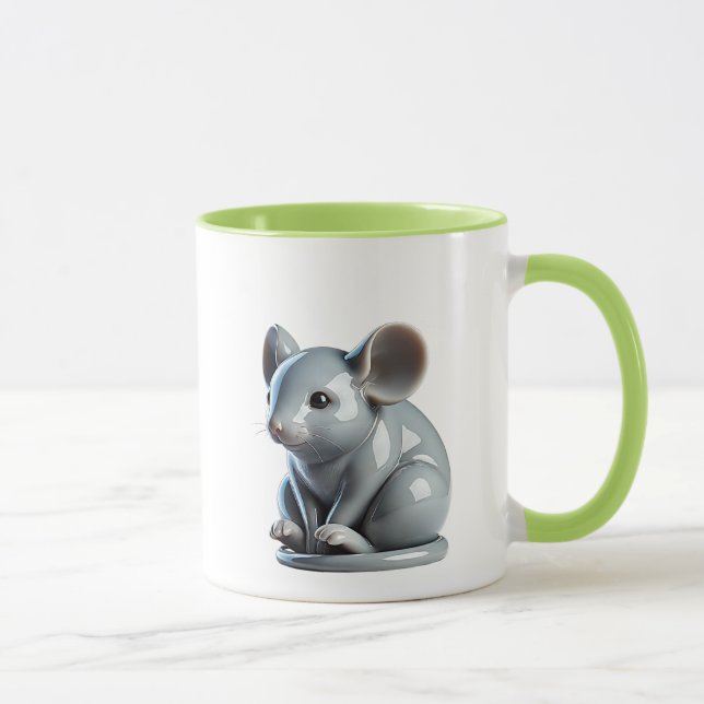 Mug Bibelot en 3D d'une souris de porcelaine. (Droite)