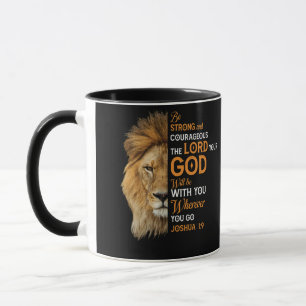 Mug Bible chrétienne contre Joshua 1 9 Lion Faith