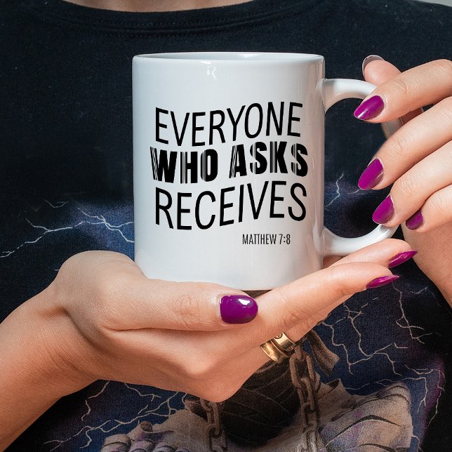 Mug Bible chrétienne moderne Verse Matthieu 7:8 (new dad gift mug
)