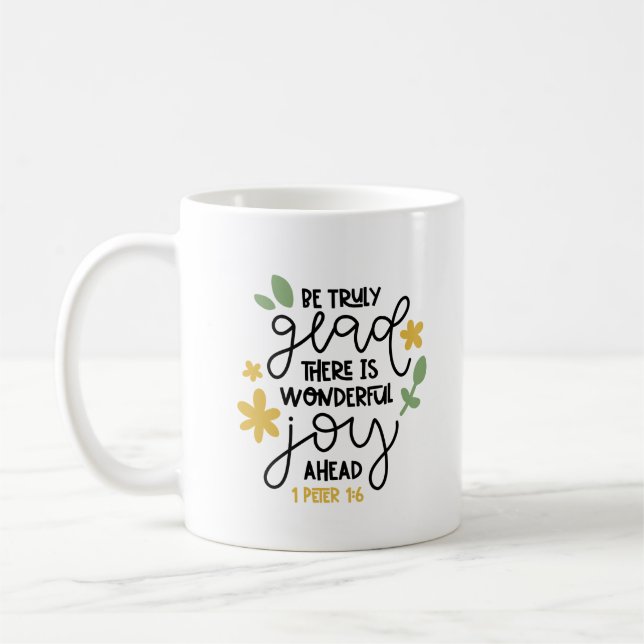 Mug Bible chrétienne Verse Soyez Vraiment Content 1Pie (Gauche)