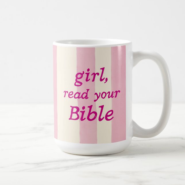Mug Bible de fille en lecture Rose Typographie de foi  (Droite)