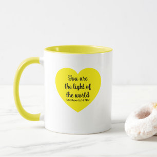 Mug Bible du Coeur mignon Verse Paroles de Jésus Jaune