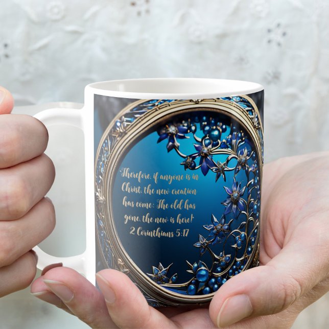 Mug Bible personnalisable bleu brillant avec or (Créateur téléchargé)