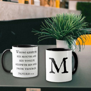Mug Bible Verse Proverbes 21:23 KJV Personnalisé Monog