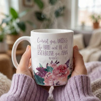 Bible Verse Typographie sur Marble Floral