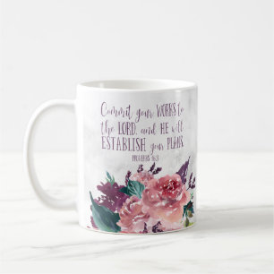 Mug Bible Verse Typographie sur Marble Floral