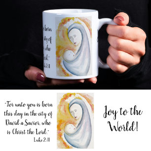 Mug Bible Verset Madonna et l'enfant Aquarelle Noël