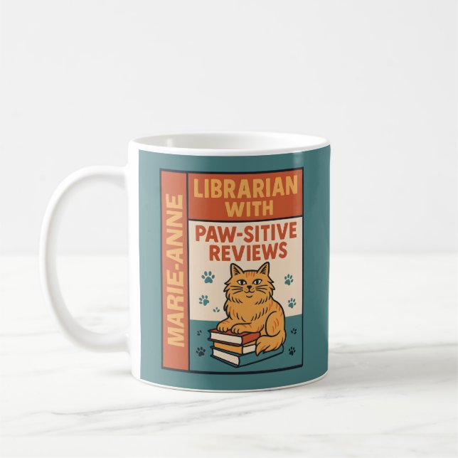 Mug Bibliothécaire avec des critiques positives Chat e (Gauche)