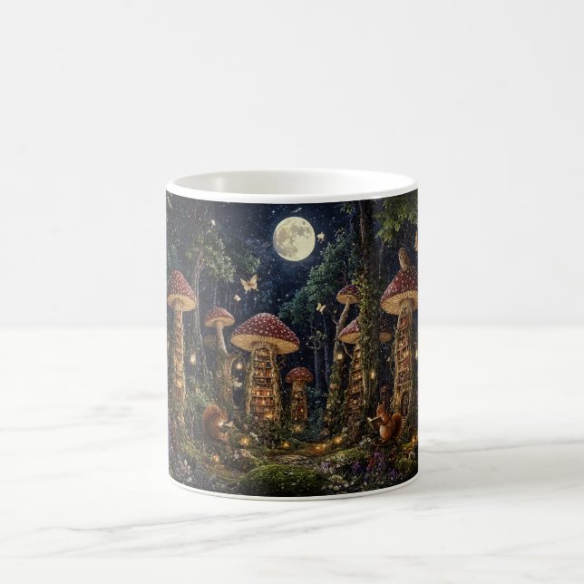 Mug Bibliothèque de champignons au clair de lune, art  (Centre)