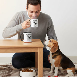 Mug Bichon Beagle noir sur fond blanc et café PERSONNA
