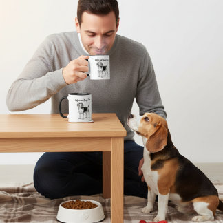 Mug Bichon Beagle noir sur fond blanc et café Personna