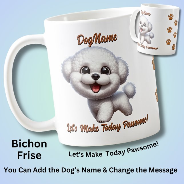 Mug Bichon Frise, Ajouter le nom du chien, Modifier le (Créateur téléchargé)