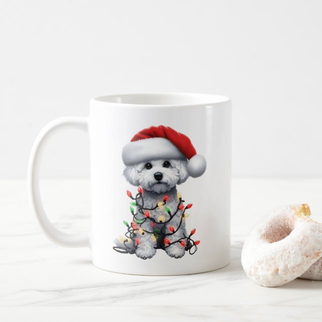 Mug Bichon Frise Chien Chien Chien Chien Noël (Avec donut)