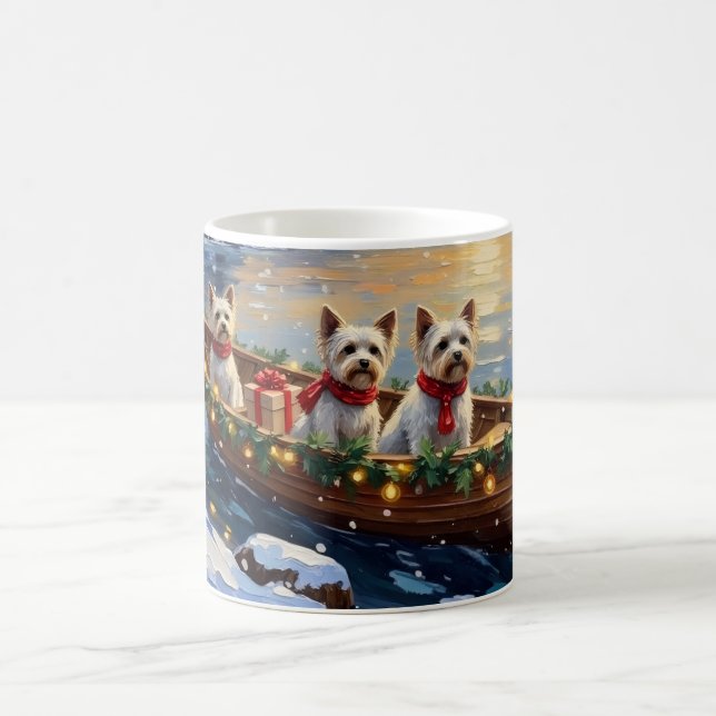 Mug Bichon Frise Noël Bateau Fêtes (Centre)