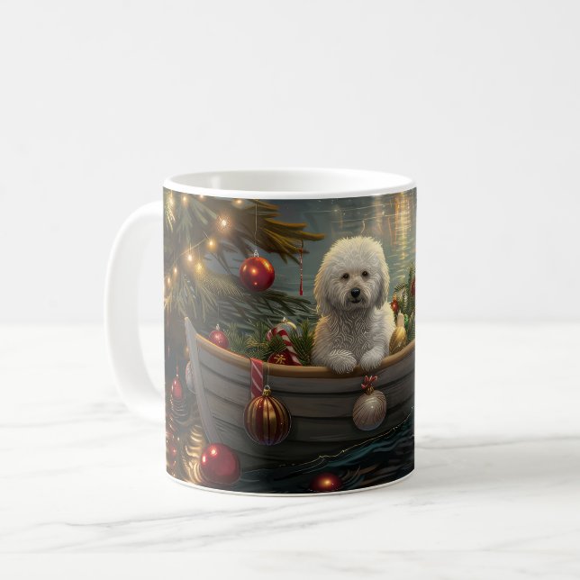 Mug Bichon Frise Noël Festive Voyage (Devant gauche)