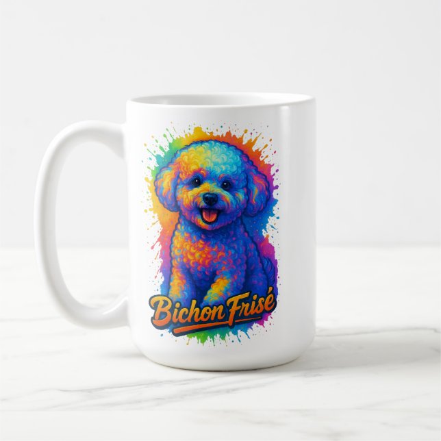 Mug Bichon Frisé Pop Art Vibrant (Gauche)