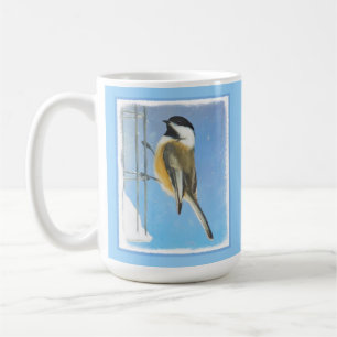 Mug Bickadee sur la peinture d'alimentation - Oiseaux