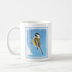 Mug Bickadee sur la peinture d'alimentation - Oiseaux 